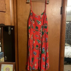 Strappy red flowery sundress.